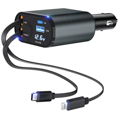 120W 4 in 1 Retractable Car Charger