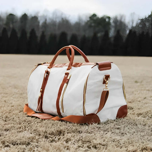 Bag folds into attached zippered pouch for easy storage while travel